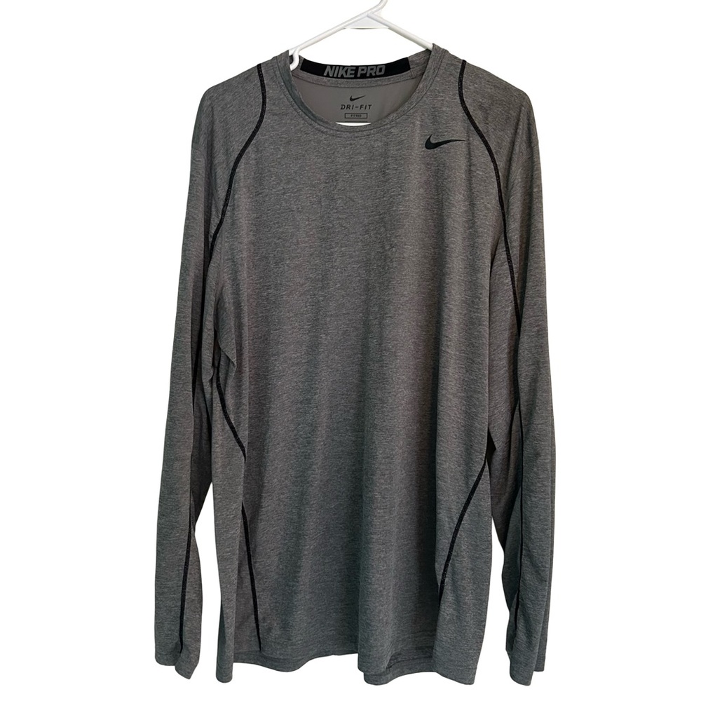Nike Pro Men's Long Sleeve Shirt in Gray
